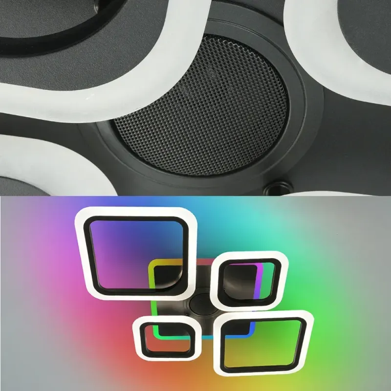 Музична LED люстра на пульті OVAL RGB MUSIC 80W 5S чорна