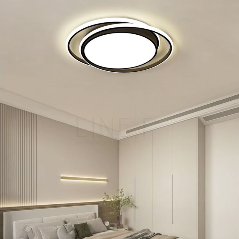 Сучасний LED-світильник у чорному корпусі із двох кілець 47х40 см