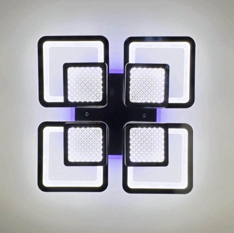 LED люстра на 4+4 квадрати в чорному кольорі