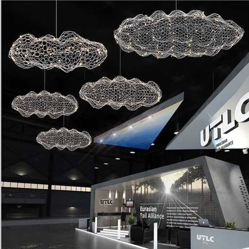 Декоративна люстра-хмаринка LED CLOUD у срібному корпусі 150х85 см