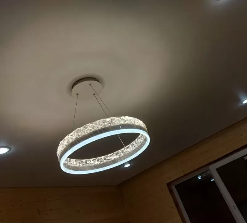 Люстра підвісна біла світлодіодна з пультом STELLA ICE 80W та додатком для телефону