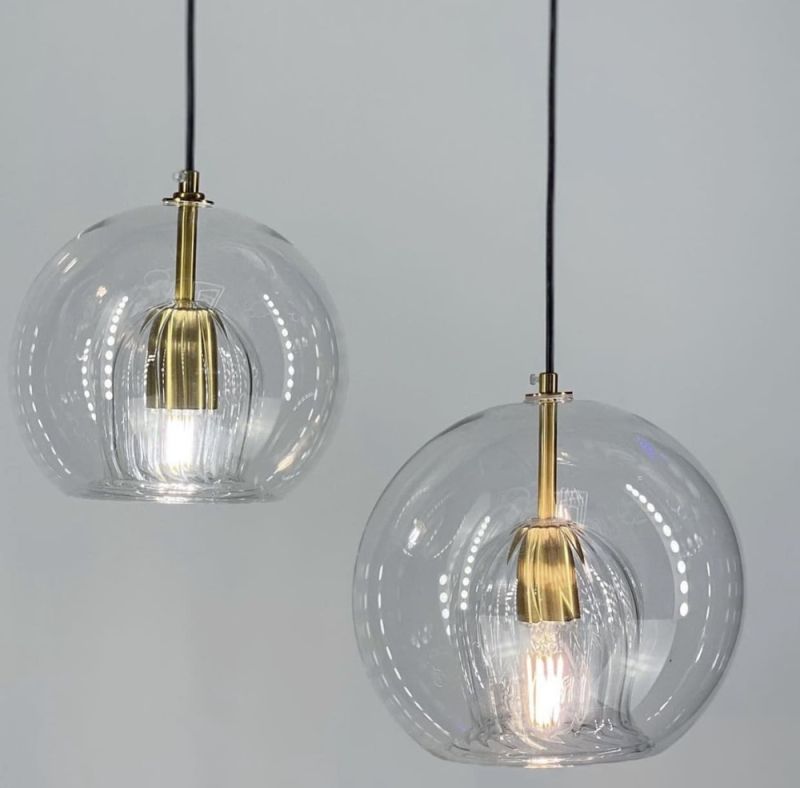 Підвісний світильник з прозорим подвійним плафоном