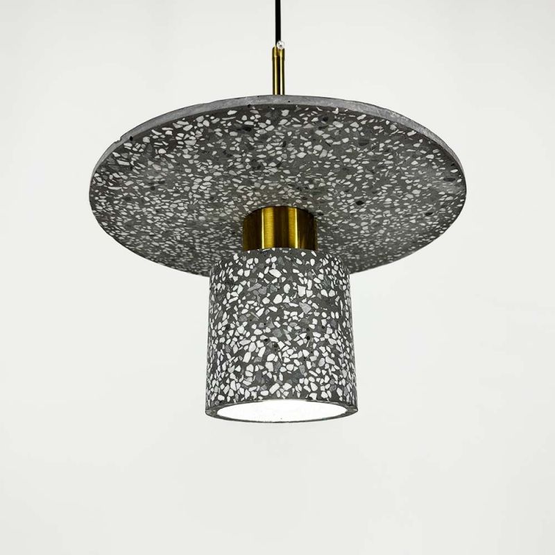 Підвіс Terrazzo Cylinder із сірим бетонним плафоном 30 см в стилі Ар-деко
