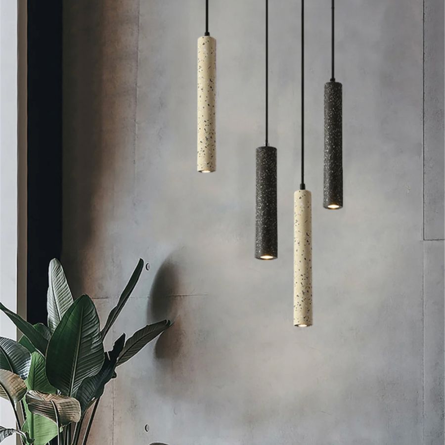 Підвіс Terrazzo Cylinder Long із білим бетонним плафоном 30х4 см 