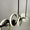 Видовжена чорна люстра із світлодіодними латунними кільцями 140 см