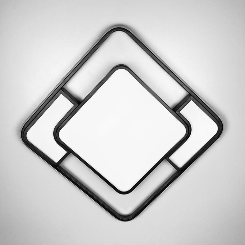 Сучасний LED-світильник у чорному квадратному корпусі 65х65 см
