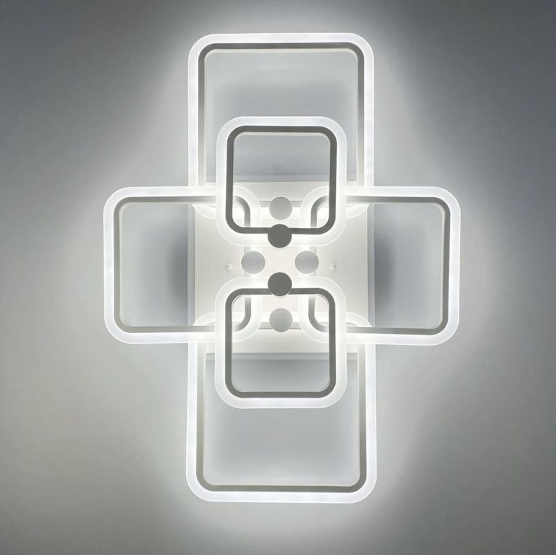 Золота LED люстра на 2+2+2 ріжки квадратної форми