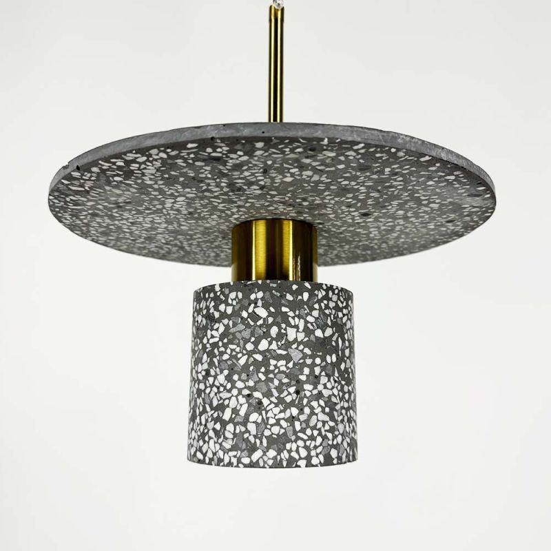 Підвіс Terrazzo Cylinder із сірим бетонним плафоном 30 см в стилі Ар-деко