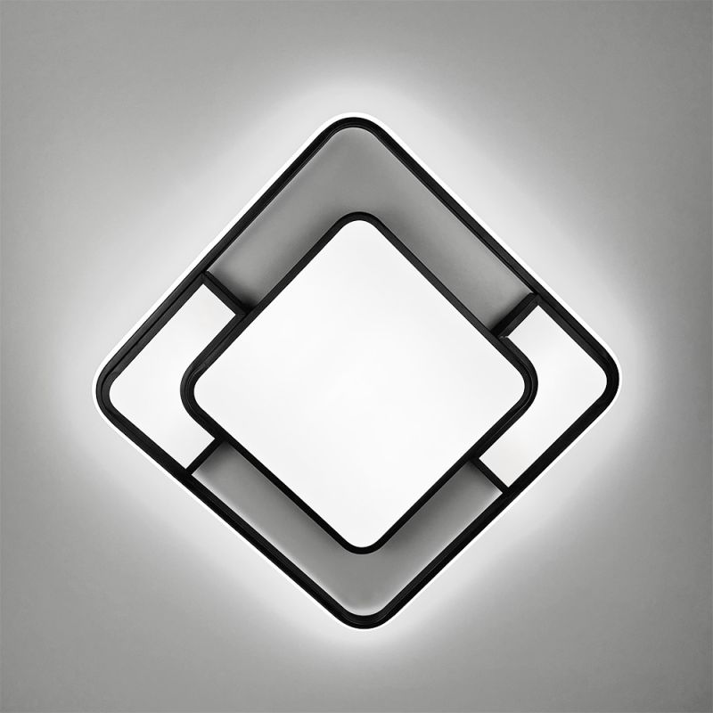Сучасний LED-світильник у чорному квадратному корпусі 65х65 см