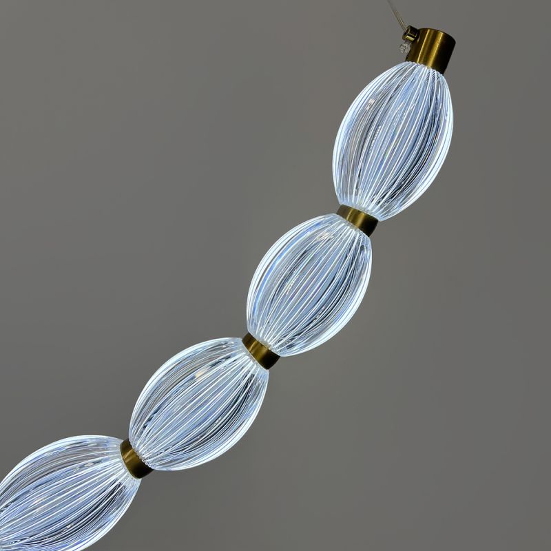 Дугова Led люстра з 12 прозорими рельєфними кульками у корпусі 100 см