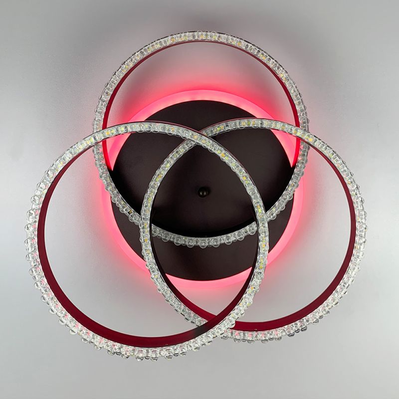 LED світильник coffee на 3 кільця з хромованою смужкою d30 см