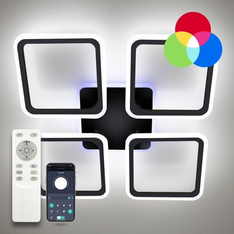Люстра стельова світлодіодна з пультом LOOK RGB 120W чорна