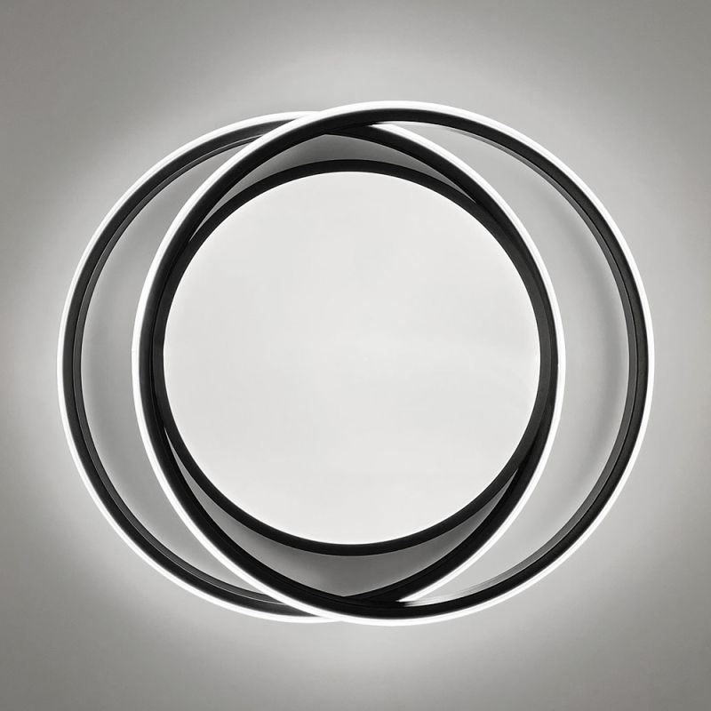 Сучасний LED-світильник у чорному корпусі із двох кілець 47х40 см