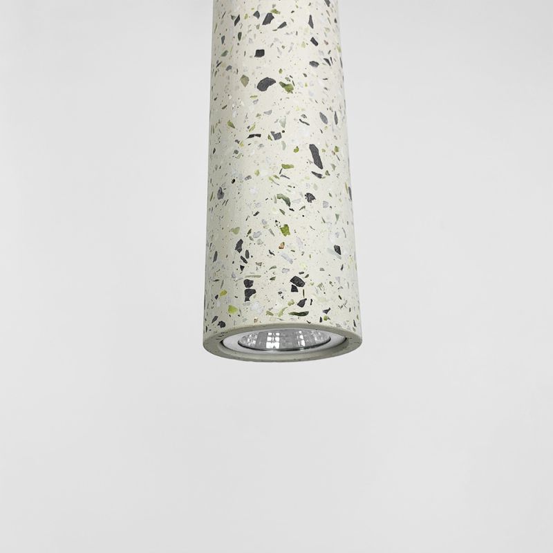 Підвіс Terrazzo Cylinder Long із білим бетонним плафоном 30х6 см 