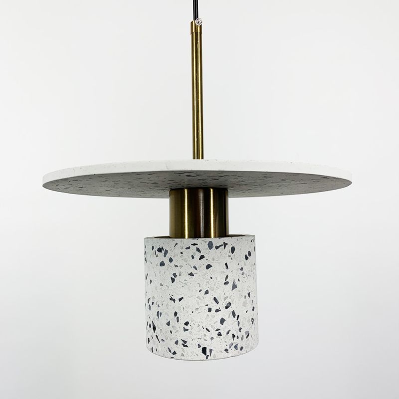 Підвіс Terrazzo Cylinder із білим бетонним плафоном 30 см в стилі Ар-деко