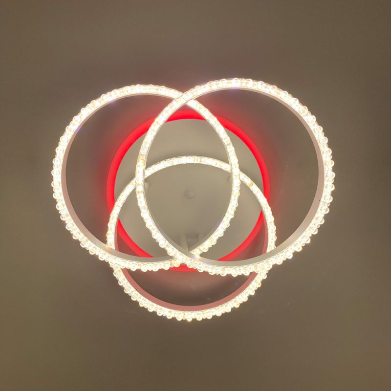 LED світильник білий на 3 кільця з хромованою смужкою d30 см