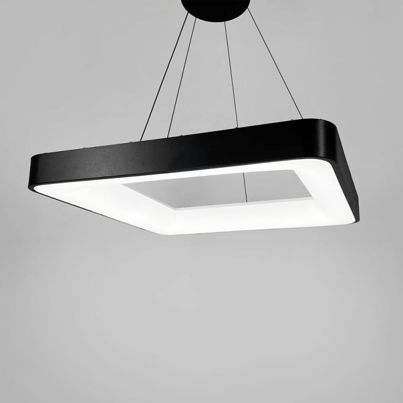 LED люстра підвісна в чорному квадратному корпусі 58х58х6,5 см