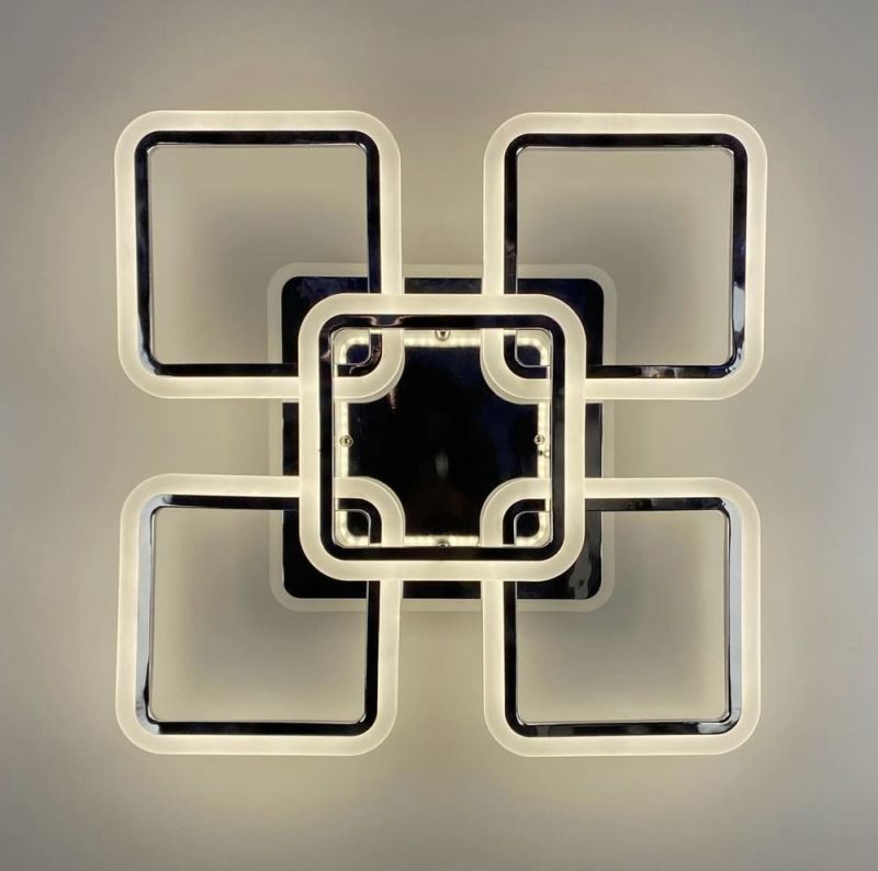 Стельова люстра LED на 4+1 ріжки квадратної форми