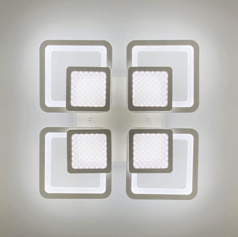 Люстра LED на 4+4 квадрати в білому кольорі