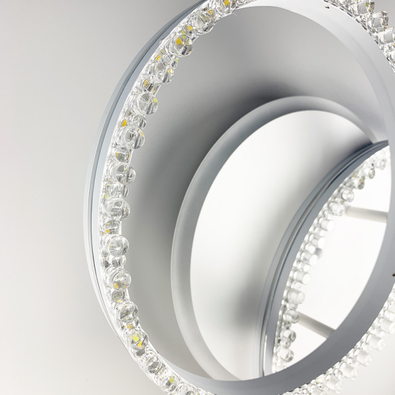 LED люстра на 2 кільця білого кольору з фурнітурою хром