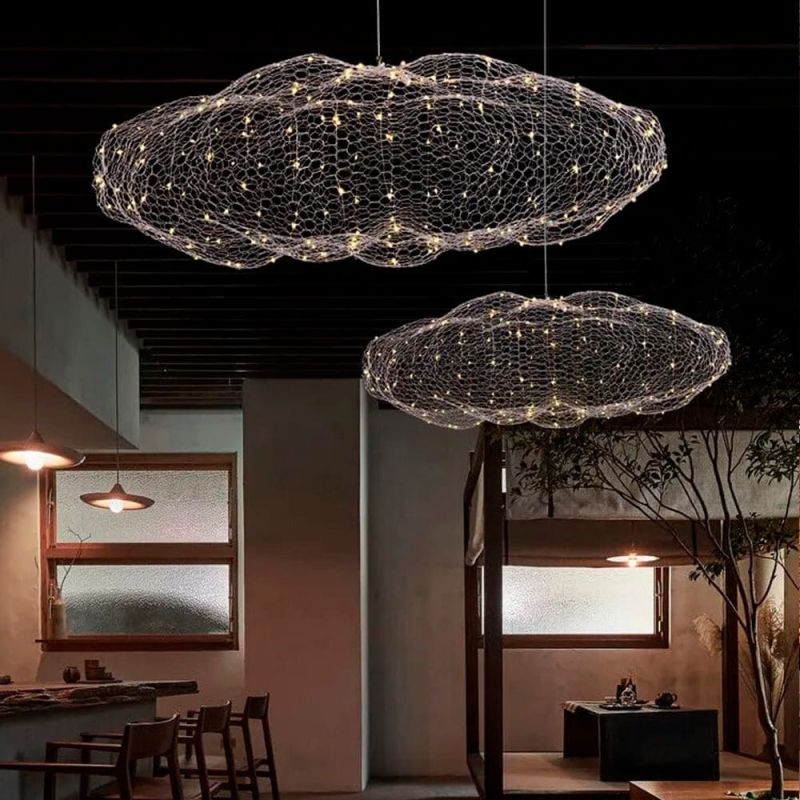 Декоративна люстра-хмаринка LED CLOUD у срібному корпусі 120х63 см