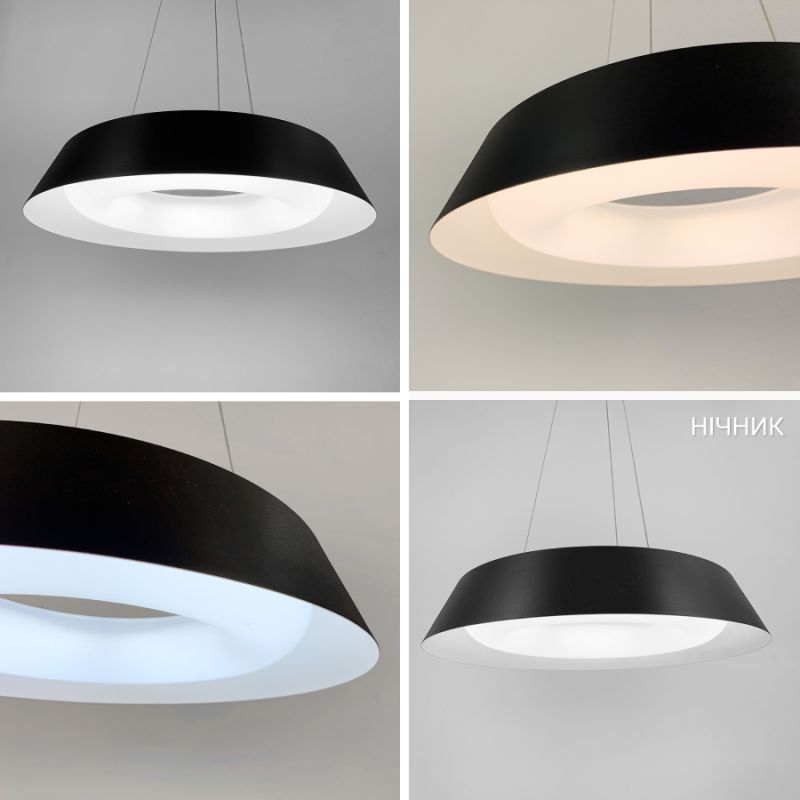 LED світильник підвісний круглий у чорному корпусі