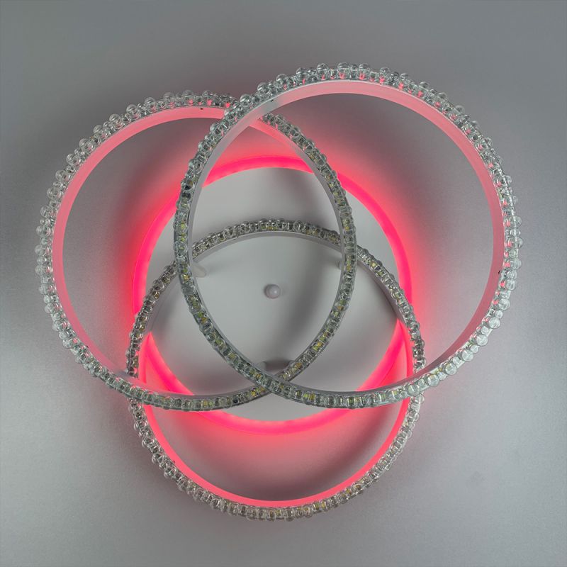 LED світильник білий на 3 кільця з хромованою смужкою d30 см