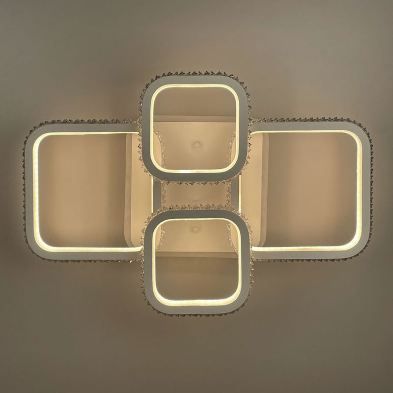 Світлодіодна LED люстра з RGB підсвіткою в білому корпусі