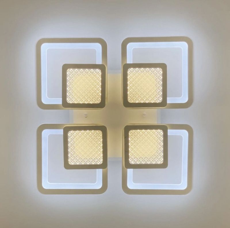 Люстра LED на 4+4 квадрати в білому кольорі