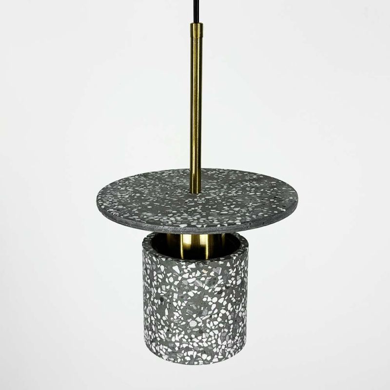 Підвіс Terrazzo Cylinder із сірим бетонним плафоном 20 см в стилі Ар-деко