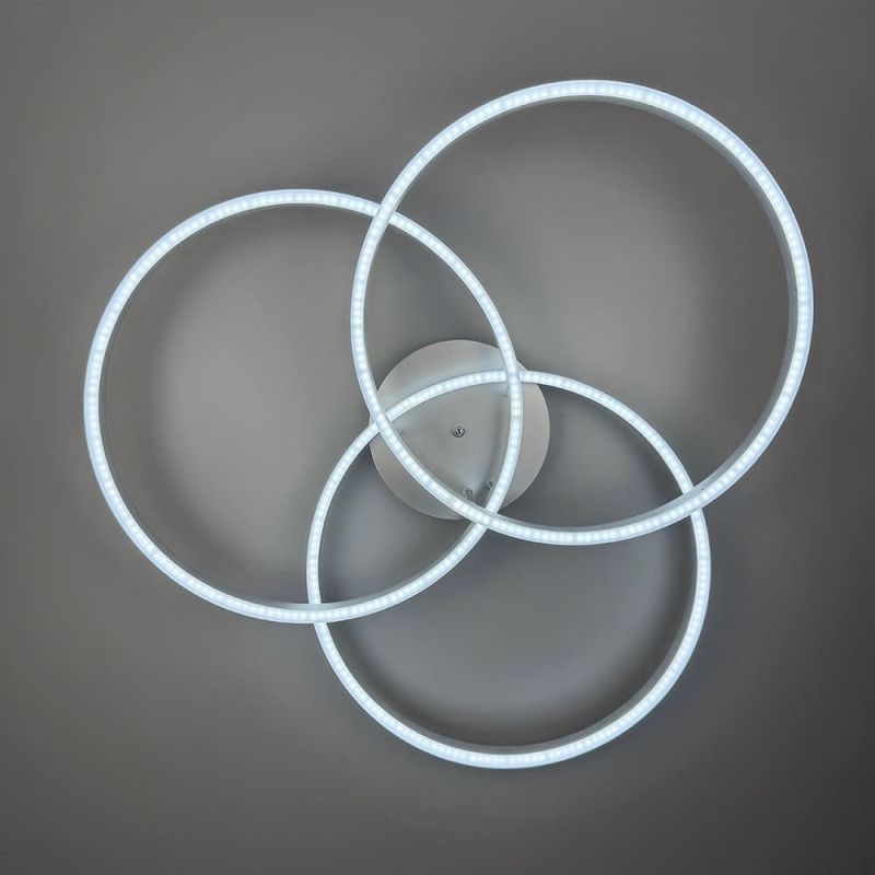LED світильник білий на 3 кільця у сірому корпусі Ø 80 см