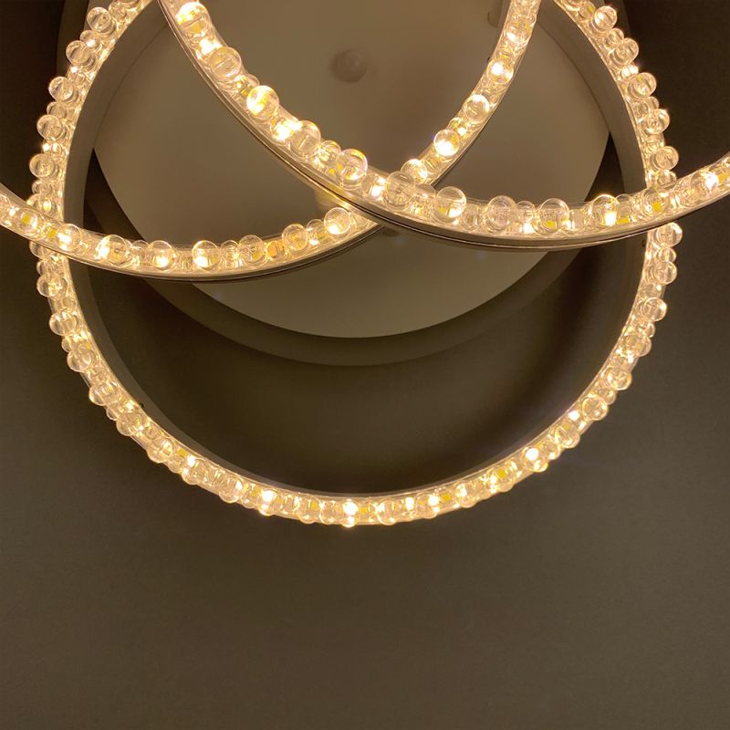 LED світильник білий на 3 кільця з хромованою смужкою d30 см
