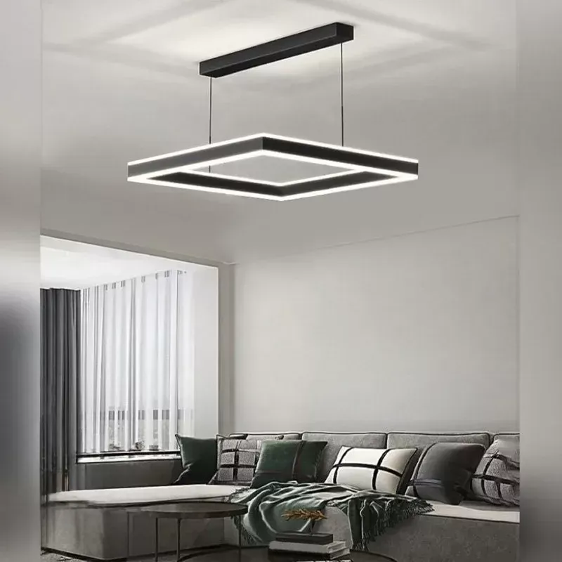 Люстра підвісна чорна світлодіодна з пультом STELLA 100W BLACK