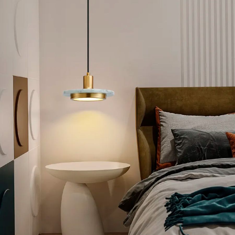 Підвіс Lumina із білим мармуровим плафоном LED в стилі Ар-деко