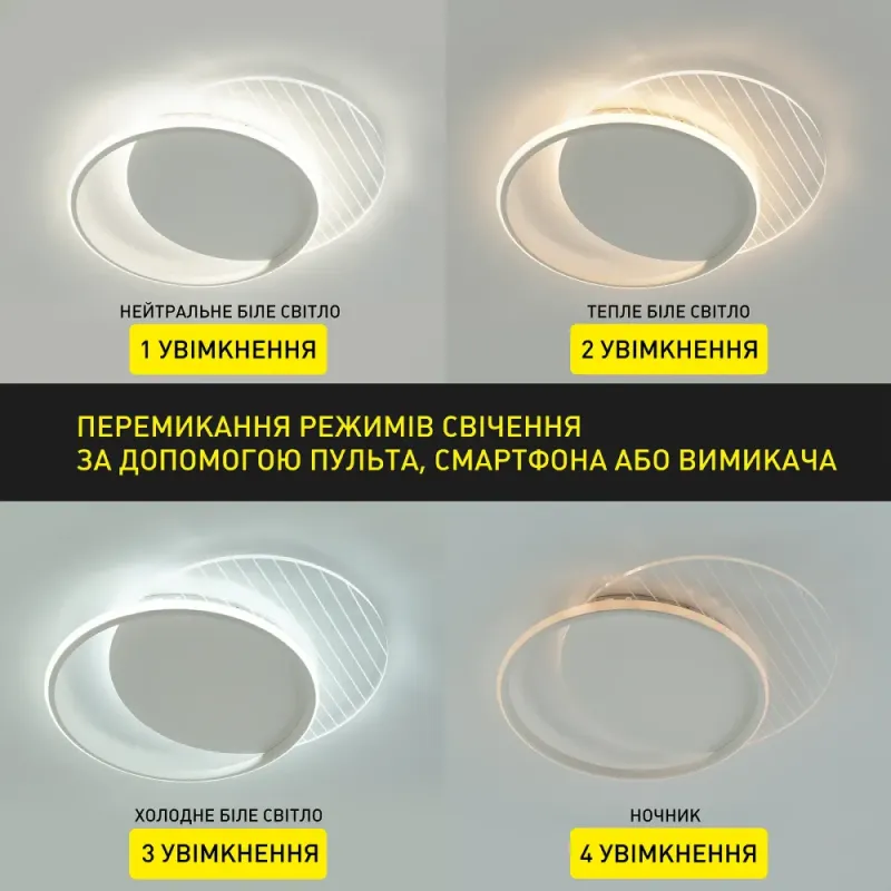 Люстра світлодіодна стельова з пультом і додатком для телефону AMATO 60W-2R