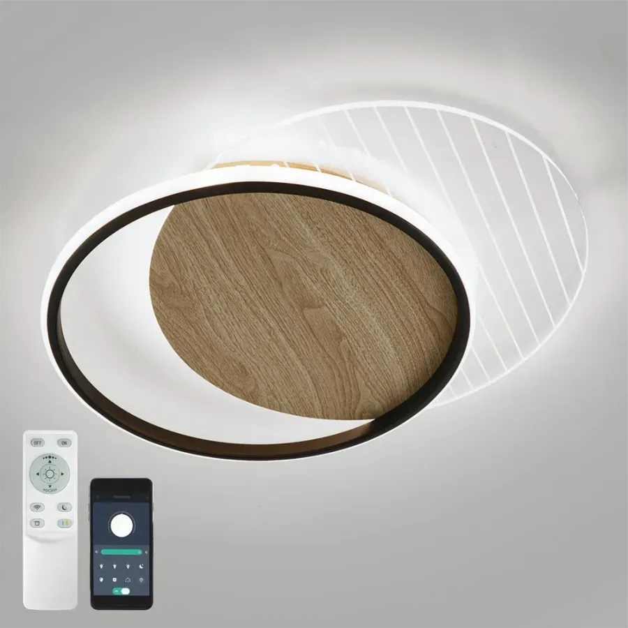 Люстра світлодіодна з пультом AMATO 60W-2R BLACK/WOOD