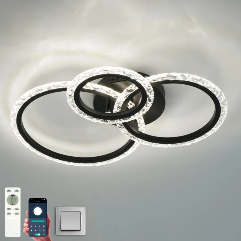 Люстра світлодіодна з пультом і додатком для телефону TRIO 70W 3R SMART BLACK