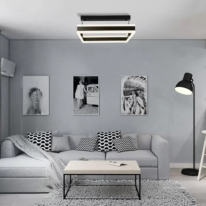 Люстра підвісна чорна світлодіодна з пультом STELLA 100W BLACK