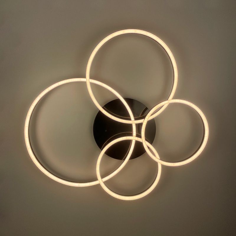 Сучасний LED світильник на 4 кільця у чорному корпусі