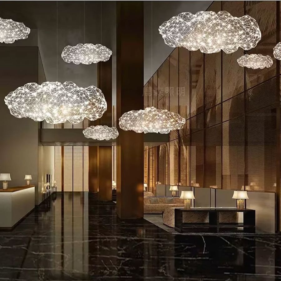 Декоративна люстра-хмаринка LED CLOUD у білому корпусі 60х37 см