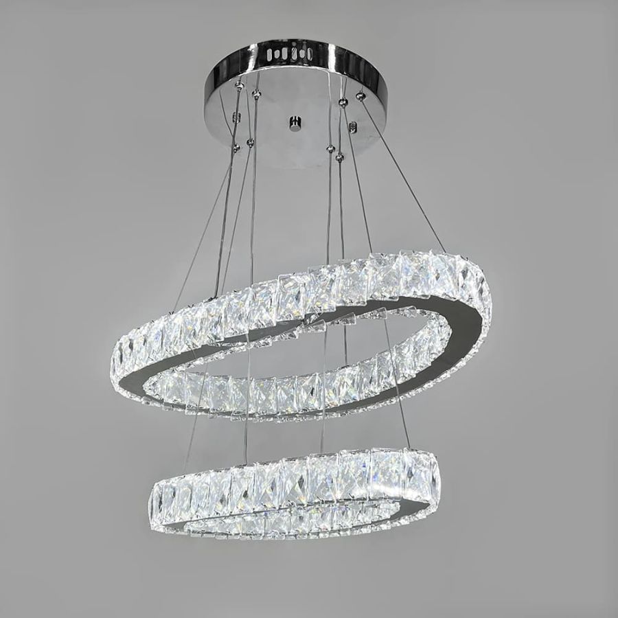 Елегантна кришталева люстра на 2 овальні яруси 50+40 см