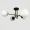 Стельова чорна люстра з латунною фурнітурою на 4 білих плафонів Ø 55 см