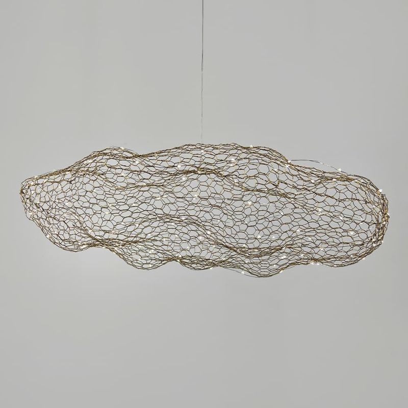 Декоративна люстра-хмаринка LED CLOUD у золотому корпусі 80х45 см