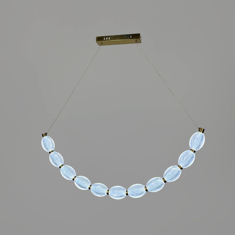 Дугова Led люстра з 11 прозорими рельєфними кульками у корпусі 90 см