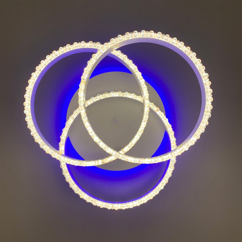 LED світильник білий на 3 кільця з хромованою смужкою d30 см