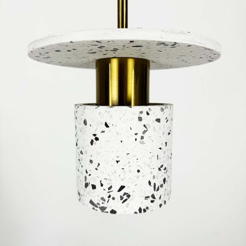 Підвіс Terrazzo Cylinder із білим бетонним плафоном 20 см в стилі Ар-деко