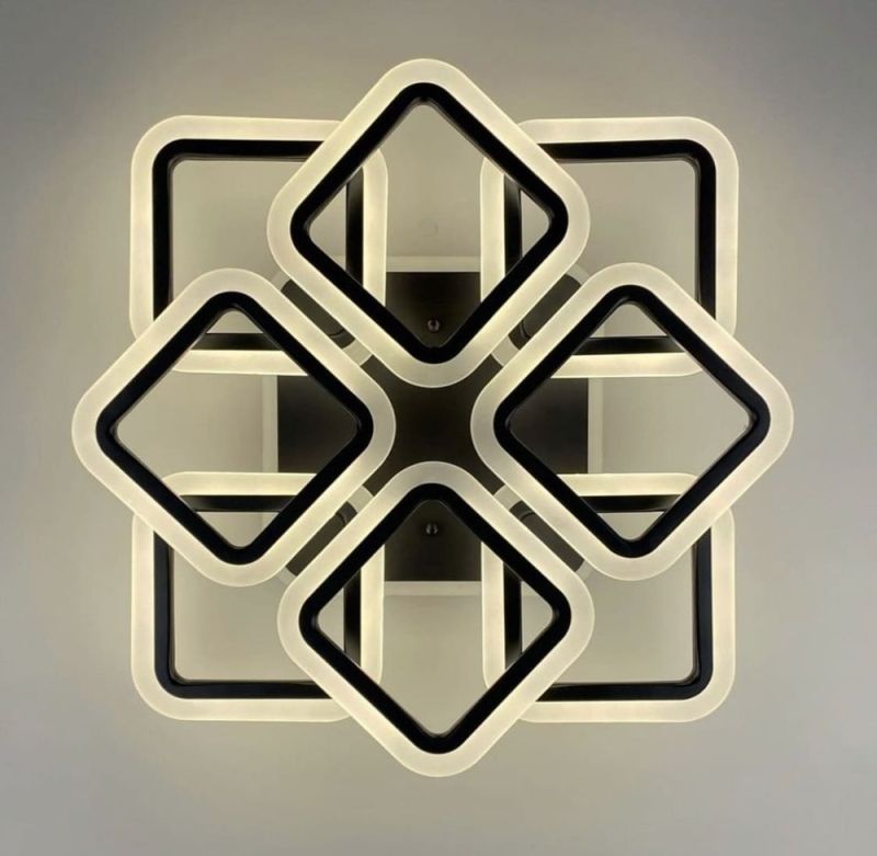 LED люстра на 4+4 ріжки квадратної форми