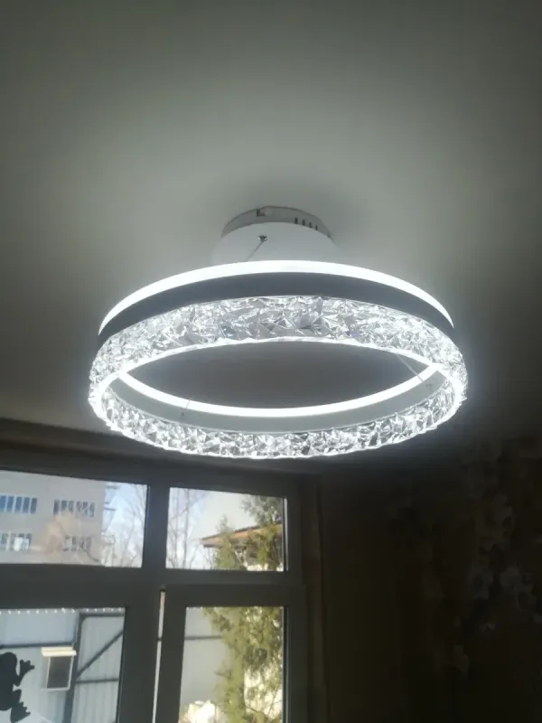 Люстра підвісна біла світлодіодна з пультом STELLA ICE 80W та додатком для телефону