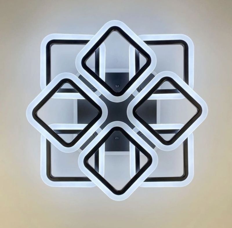 LED люстра на 4+4 ріжки квадратної форми