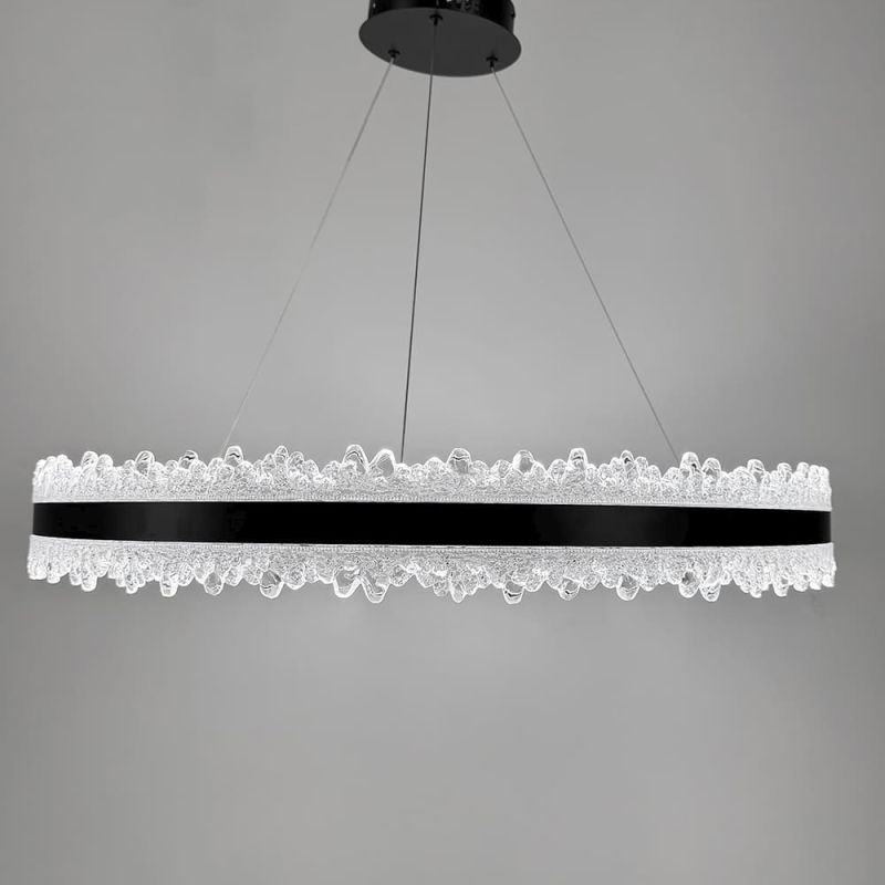Чарівна підвісна люстра у чорному корпусі з кільцем Ø 80 см
